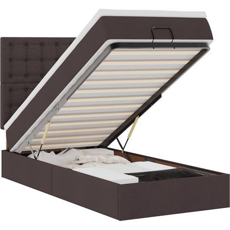 Maison Exclusive - Pouf Letto con Materasso e LED Marrone Scuro 90x200 cm Tessuto