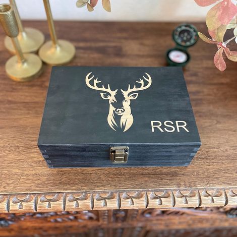 New wooden design: The Hunter's Legacy Memory Box (Black) - 19 x 13.6 x 7.5 cm