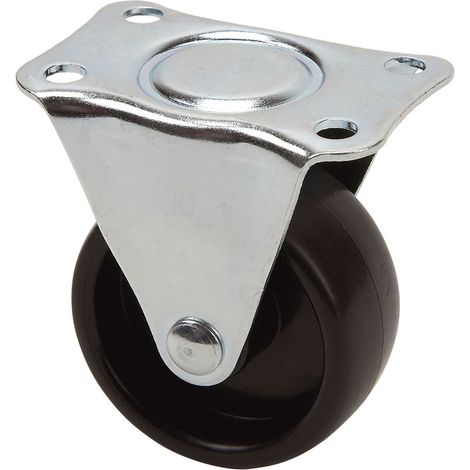 Feste Rolle mit Platte und glatter Achse, schwarz, max. Belastung 30 kg, ø 5 cm