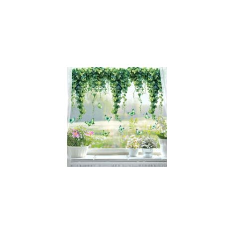 Fensteraufkleber mit grünen Blättern, 23 x 11 Zoll, wiederverwendbare Rankendekoration für Zuhause, Partys, Hochzeiten – Crezuo