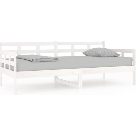 Lit adulte pour 1 personnes, Structure de lit, Assemblage Facile, Lit de jour Blanc Bois massif de pin 90x190 cm OIB3767E (1/5)