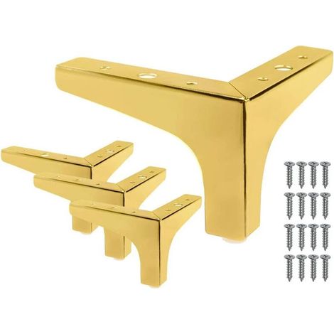 Set de 4 Pieds Doré - 10cm de Lit Triangles en Métal Pieds Meubles pour Bricolage Table Armoire (1/4)