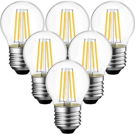 Lampadina LED da 4W, attacco E27 G45, 470 lumen, equivalente a una lampadina alogena vintage da 40W, luce bianca calda 2700K, non dimmerabile, confezione da 6 (1/5)
