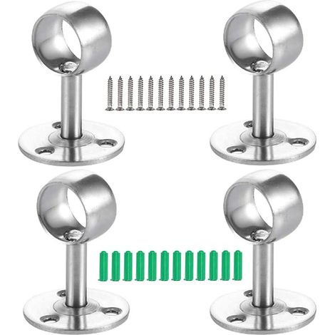 Soporte para barra de cortina (4 unidades), soporte para tubo de armario, para armario, barra de cortina, barra de ropa (1/5)