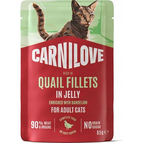 Carnilove Pâtée pour chat adulte à la dinde et à la caille, en sachet de 85 g (1/5)