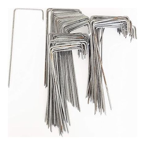 Lot de 100 Agrafes de fixation Métal pour toile de paillage ou géotextile avec pointes biseautées 24cmX9cmX4cm / Spécial sol dur ou caillouteux