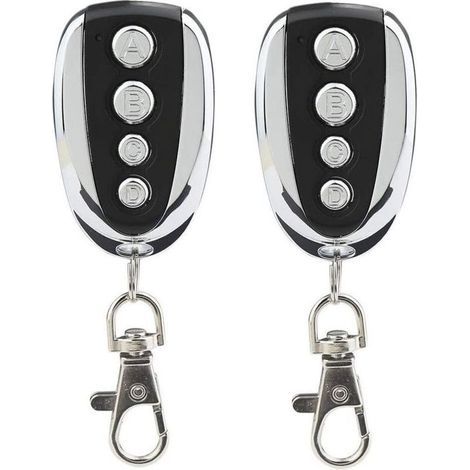 Télécommande et émetteur mural pour motorisationsLot de 2 télécommandes universelles pour porte de garage et portail 433 MHz avec quatre canaux - Remplacement idéal (1/4)