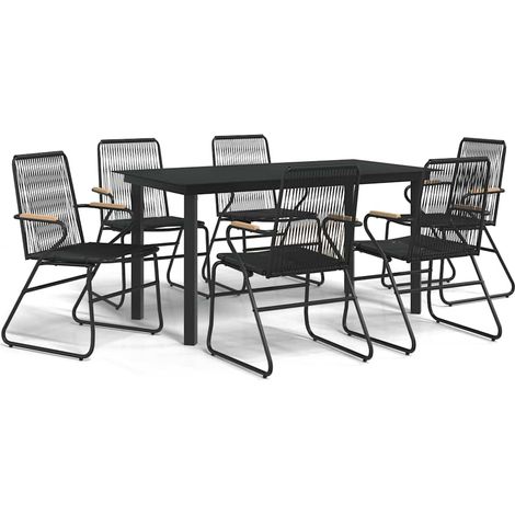 Maison Exclusive - Set da Pranzo da Giardino 7 pz Nero in Rattan PVC (1/5)