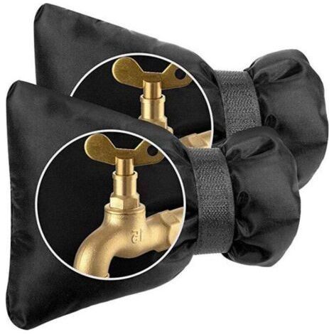 2PCS housses de protection pour robinet extérieur -Robinet de Jardin Housse, Protection épaisse pour robinet extérieur contre le gel - Imperméable - Noir (1/4)