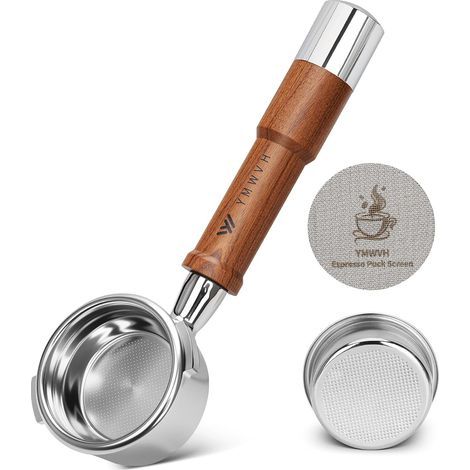 Bottomless filter holder 58 mm, Stainless steel, Walnut handle, For Gaggia espresso machine (1/5)