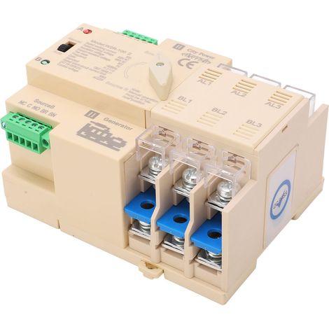 Interrupteur de Transfert Automatique Biphasé 3P 63A Blanc Coffret PP Ignifuge Commutateur de Source 220V (1/5)