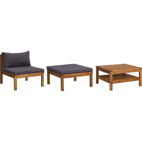Maison Exclusive - 3-tlg. Garten-Lounge-Set mit Dunkelgrauen Kiss