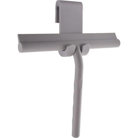 Duschabzieher aus Silikon mit Halterung, Badezimmerabzieher, 21 cm breit, Silikon-Fensterabzieher mit Edelstahlkern zur Reinigung von Dusch-, Badezimmerspiegeln, Glas und Fliesen (Grau)