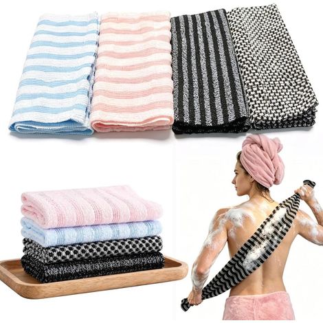 Séchage Rapide – 4 exemplaires Serviettes Exfoliantes Japonaises Serviette Exfoliante Unisexe Fibres (1/5)