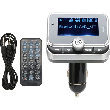 Transmetteur Bluetooth FM 76MHz-108MHz, adaptateur radio voiture avec écran 1,8 pouce, chargeur double USB, kit mains-libres. (1/5)