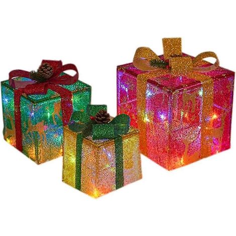 Boîtes lumineuses de Noël à LED, alimentées par piles, coffret cadeau lumineux pour décoration intérieure et extérieure de Noël (1/5)