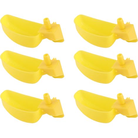 Lot de 10 abreuvoirs automatiques jaunes pour cailles, poules et autres oiseaux (grand format, à gauche) (1/5)