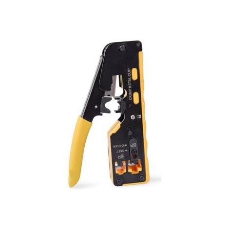 OUTIL DE SERTISSAGE MULTIMODULAIRE - PINCE À SERTIR, COUPE-CÂBLE, DÉNUDEUR - AVEC PASSTHROUGH - CONVIENT POUR CAT 5E, CA