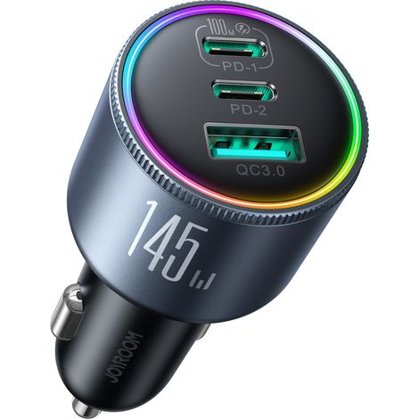 Chargeur de voiture USB-A/USB-C avec câble 145 W - Gris foncé
