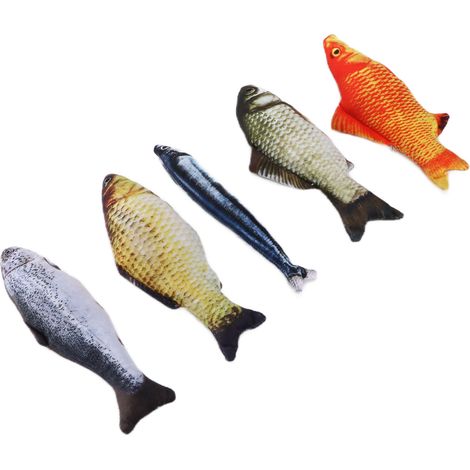 Ensemble de poissons en peluche pour chat, avec herbe à chat, à mâcher et à mordiller. (1/5)