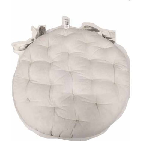 Homemaison – Galette de chaise ronde matelassée 40 cm – 100% coton – Biface uni et coloré – Système d'attache par nouettes
