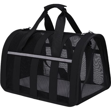 Sac de transport pliable en tissu Oxford imperméable et respirant pour chats et chiens, noir, taille M (1/5)