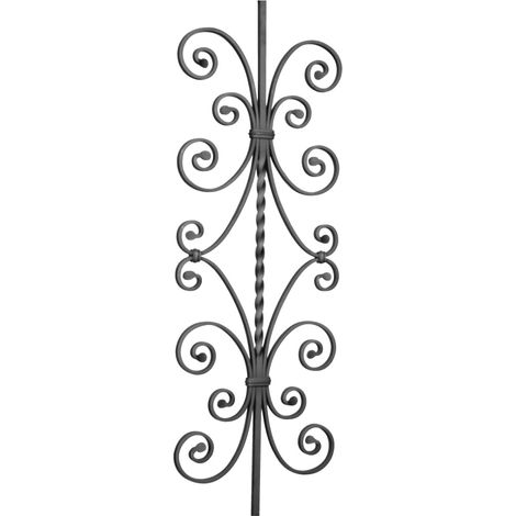 Pannello semiattorcigliato e motivo doppia farfalla a ricci- Altezza 950mm Larghezza 300mm quadrato da 12mm - Ferro battuto - Saldatura