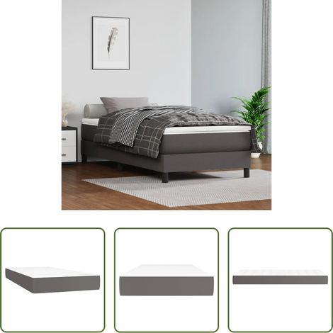 Sommeil de qualité - Matelas de lit à ressorts ensachés fermeté moyenne Gris 100x200x20cm Similicuir (1/5)