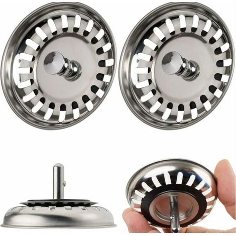 Set of 2 80mm Kitchen Sink Plugs – Stainless steel kitchen sink drains for fast drainage. 80mm (1/4)