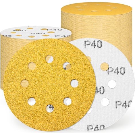50 Pièces Disque Abrasif 125mm 8 trous Grain 40 (1/5)