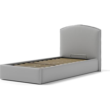 letto singolo contenitore "moon" in ecopelle grigio 90x190 cm
