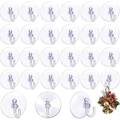 Crochet Ventouse Transparent, 40 Pièces Petites Crochets à Ventouses en PVC de 40mm, Ronde Ventouses avec Crochets pour Salle de Bain, Cuisine/Maison, Mural, Serviette de Douche, Fenêtre, Déco de Noël (1/4)