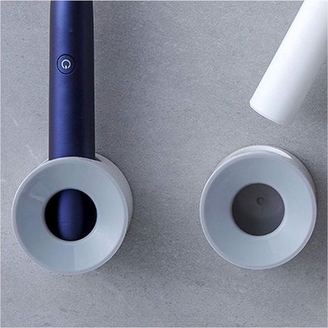 Support pour brosse à dents électrique - Gris - Lot de 2 - Fixation murale adhésive puissante - Compatible avec tous les modèles (1/5)
