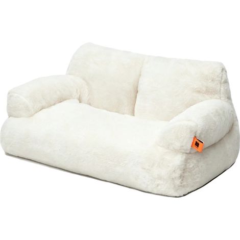 Cama para mascotas, tejido suave, base antideslizante, blanca (1/2)