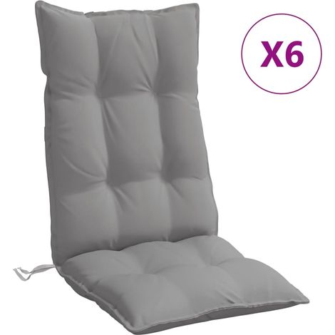 Coussins de chaise à dossier haut lot de 6 gris tissu oxford (1/5)