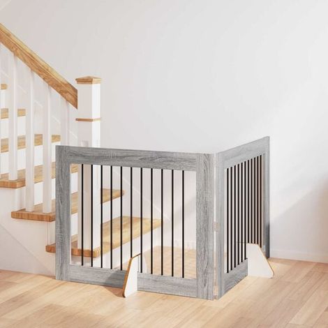 Barrières pour chiens avec cadre de support, lot de 2, gris Sonoma