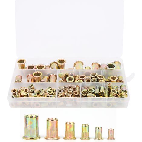 cosse a sertir-Jeu de Rivets à Collet en Zinc - Kit de 150 pièces pour Fixations M3, M4, M5, M6, M8, M10 - Accessoires Hardware Anticorrosion (1/5)
