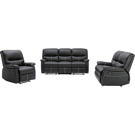 Divano 3+2+1 posti relax in Similpelle Nero - CANBY