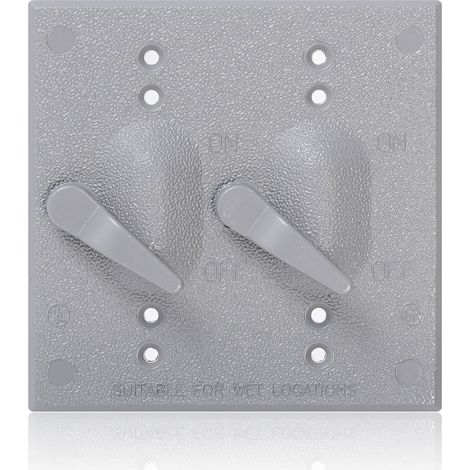 Couvercle de double prise résistant aux intempéries, couvercle plat en métal, interrupteur 2 voies, gris