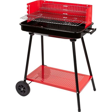 Barbacoa de Carbón con Ruedas Aktive Acero Plástico Metal esmaltado 66 x 85 x 44 cm Rojo (1/5)