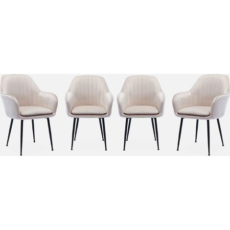 Set di 4 poltrone in velluto con gambe in metallo