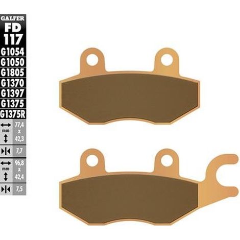 Pastillas de freno Galfer KH165 de metal sinterizado (dorado) Sport