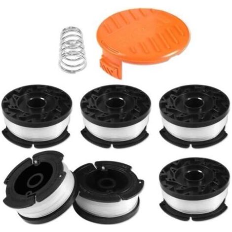 Trimmerfadenspule für Black & Decker, 6 Spulen mit Abdeckung und Feder. (1/5)