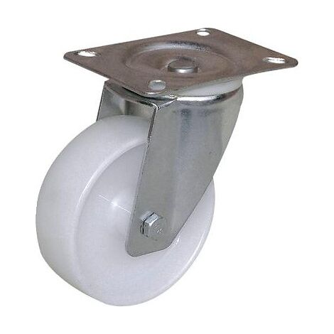 Roulette pivotante sur platine polypropylène blanc charges moyennes Port Roll. diamètre 100 mm. charge 100 kg - GUITEL-POINT M