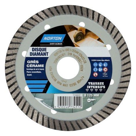 Disque diamant Norton grès cérame Ø 125 x 22,23 mm