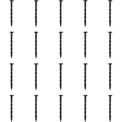 Lot de 20 piquets de jardin en nylon de 15,5 cm pour bordure de gazon artificiel – Ancrages en plastique robuste sécurisés pour bordure de pelouse, chemins noirs (A) (1/5)