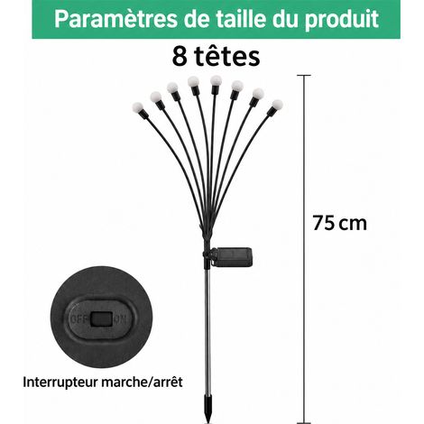Lampe Solaire Lucioles Jardin 8 LED Blanc Chaud Boîte Carrée 1 Pièce 8 blanc chaud réf 39 × 8 × 6 cm 160 g – Livraison gratuite