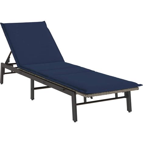 Maison Exclusive - Lettino Prendisole con Cuscino Grigio in Polyrattan