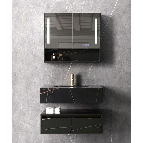 Meuble de salle de bain Noir Madras - 80 cm (1/2)
