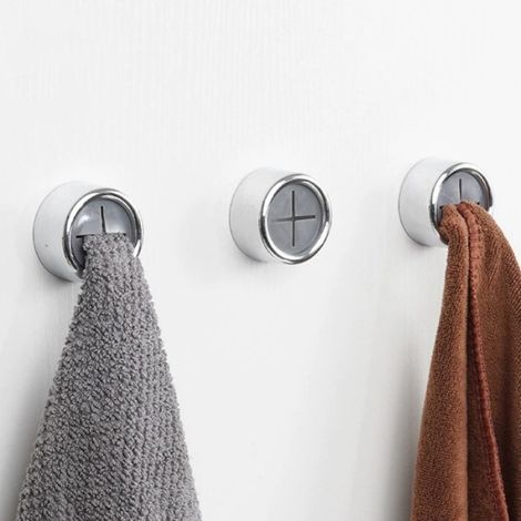 Porte-Serviettes Adhésif Mural, Organisateur de Salle de Bain, Crochets pour Serviettes, Étagère de Rangement, Pinces pour (1/5)